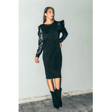 Dolce Domenica DOLCE DOMENICA BLACK KNITTED LEATHER DRESS